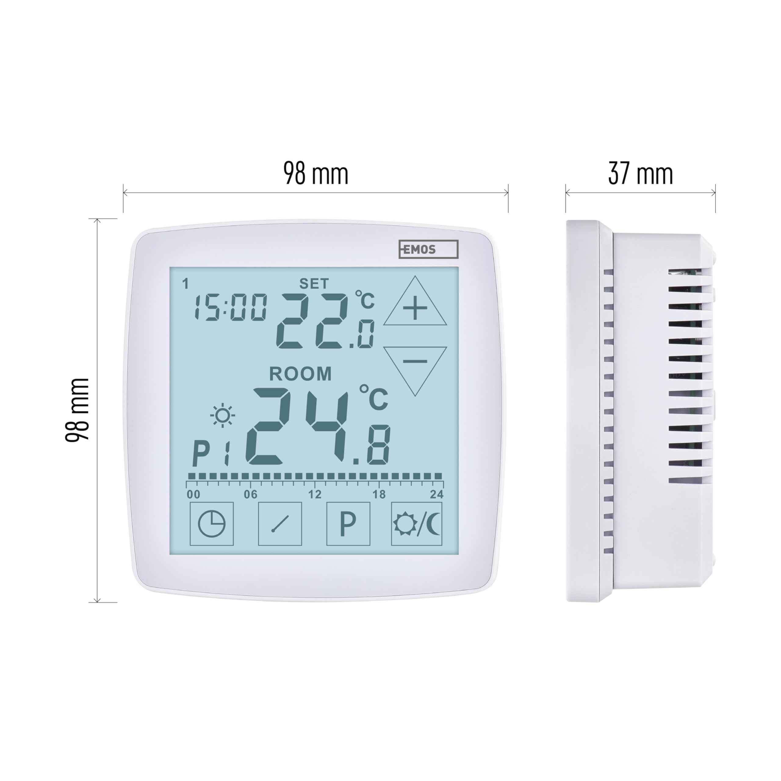 EMOS - Termostato digital con OpenTherm - programable, cableado, 230 V - Sistemas de calefacción/refrigeración con sensor de suelo - Control de temperatura 7-30 °C - Montaje en superficie - Protección
