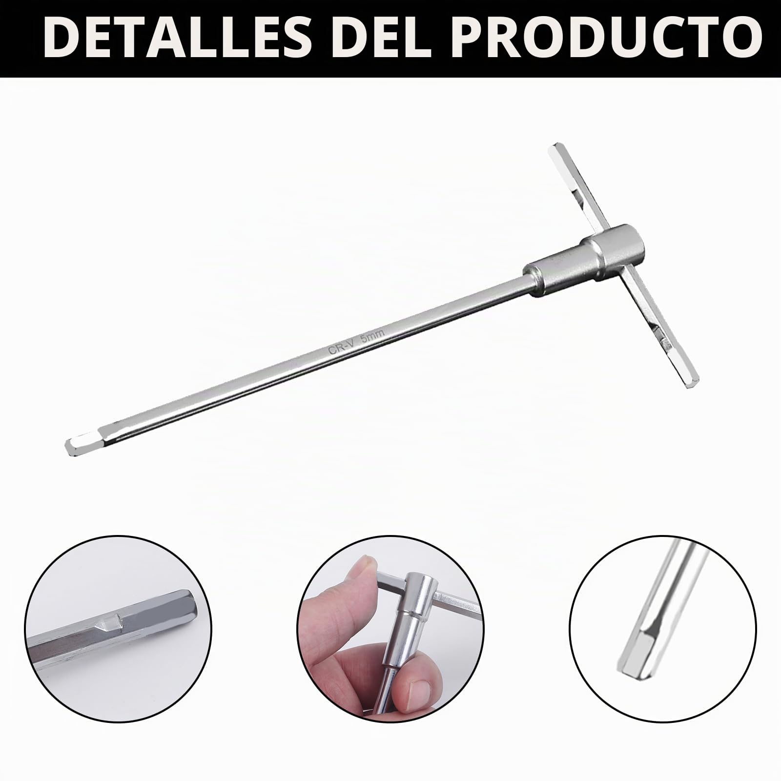 Llave Hexagonal De 8 Piezas, Con HexáGono Interior Y Mango En T Para Montaje Desmontaje Y ReparacióN Acero Al Cromo-Vanadio Crv 2-10 Mm (2/2,5/3/4/5/6/8/10 Mm)