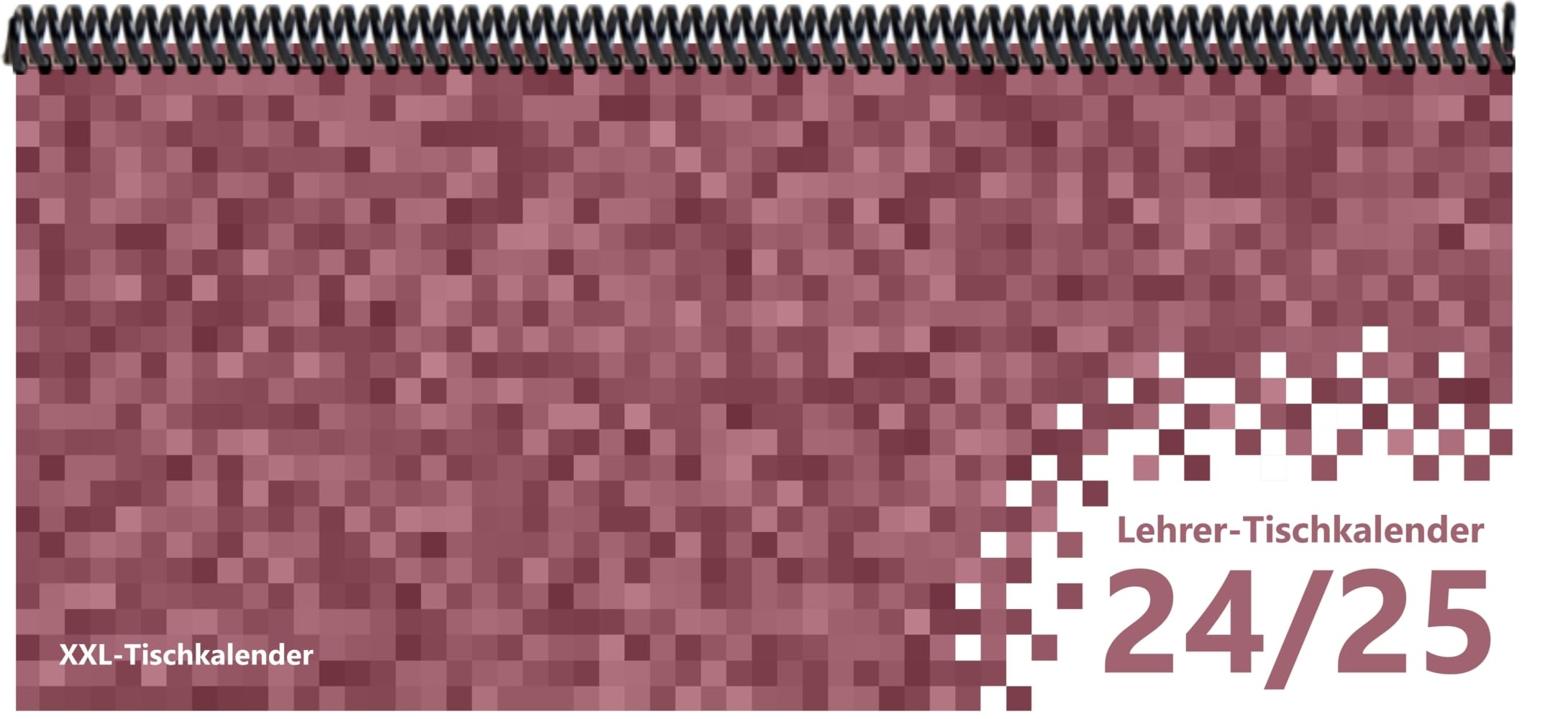 Lehrer - Tischkalender 2024/25: XXL-Tischkalender, Bunt-Kalender Pixel rosa 14,5 x 32,5 cm