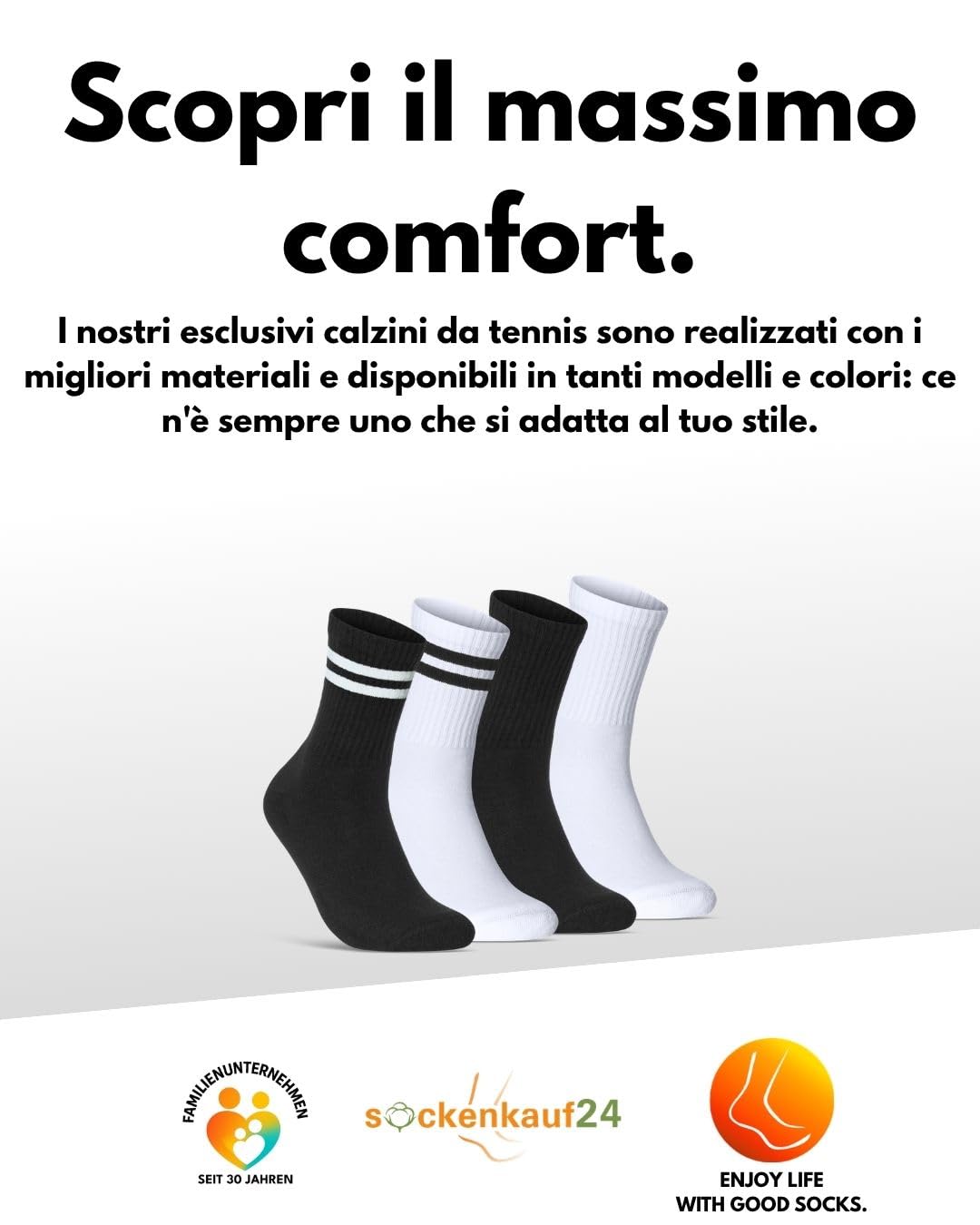 sockenkauf24 Calze Sportive Uomo Calzini Tennis 6 Paia Spugna Rinforzati Crew Socks