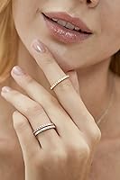 Vista 5 de EAMTI anillo de compromiso chapado en oro blanco de 14quilates, 564 de pulgada, con circonita, anillo de compromiso apilable, tamaños 3-13