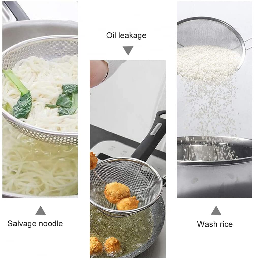 Cucharón Colador Cuchara Desnatadora De Acero Inoxidable Con Mango De Madera, Utensilio Para Freír Papas Fritas De Cocina, Espagueti, Fideos, Herramienta (diámetro 24 Cm / 9,44 Pulgadas)