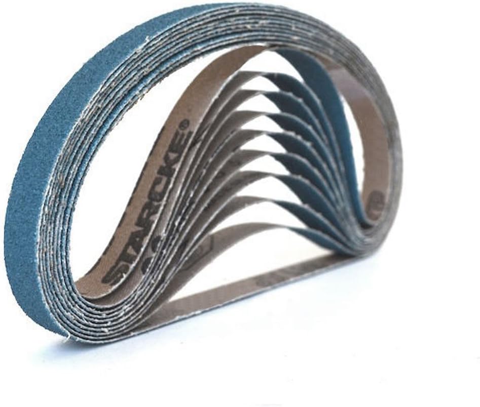 Starcke 1/2 x 18 inch Sanding Belts 60 Grit, 24 Pack - Durable Air Belt Sander Zirconia Band File Easy to Install for Metal Composites Marine and Wood Professional German Quality Bandfile Belt Sander