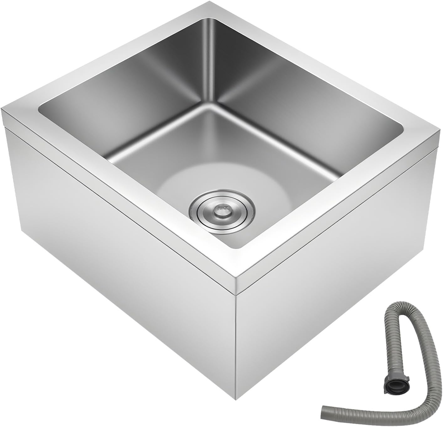 Stainless Steel Floor Mount Mop Sink, 22 x 19 x 12in Commercial Mop Sinks, Company NSF Certified, Freestanding Single Bowl Restaurant Kitchen Sink(Baffle not included)