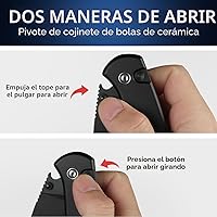 Vista 4 de CIVIVI Cuchillo Plegable de Bolsillo - Cuchillo con Bloqueo de Botón con Abridor de Pulgar para EDC, Hoja 14C28N de 2.98", Mango de Aluminio