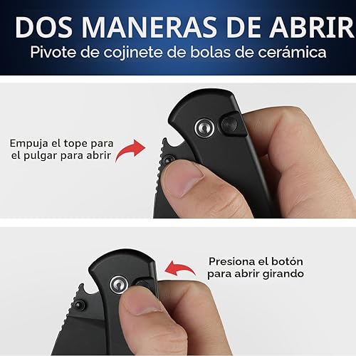 Miniatura 4 de CIVIVI Cuchillo Plegable de Bolsillo - Cuchillo con Bloqueo de Botón con Abridor de Pulgar para EDC, Hoja 14C28N de 2.98", Mango de Aluminio