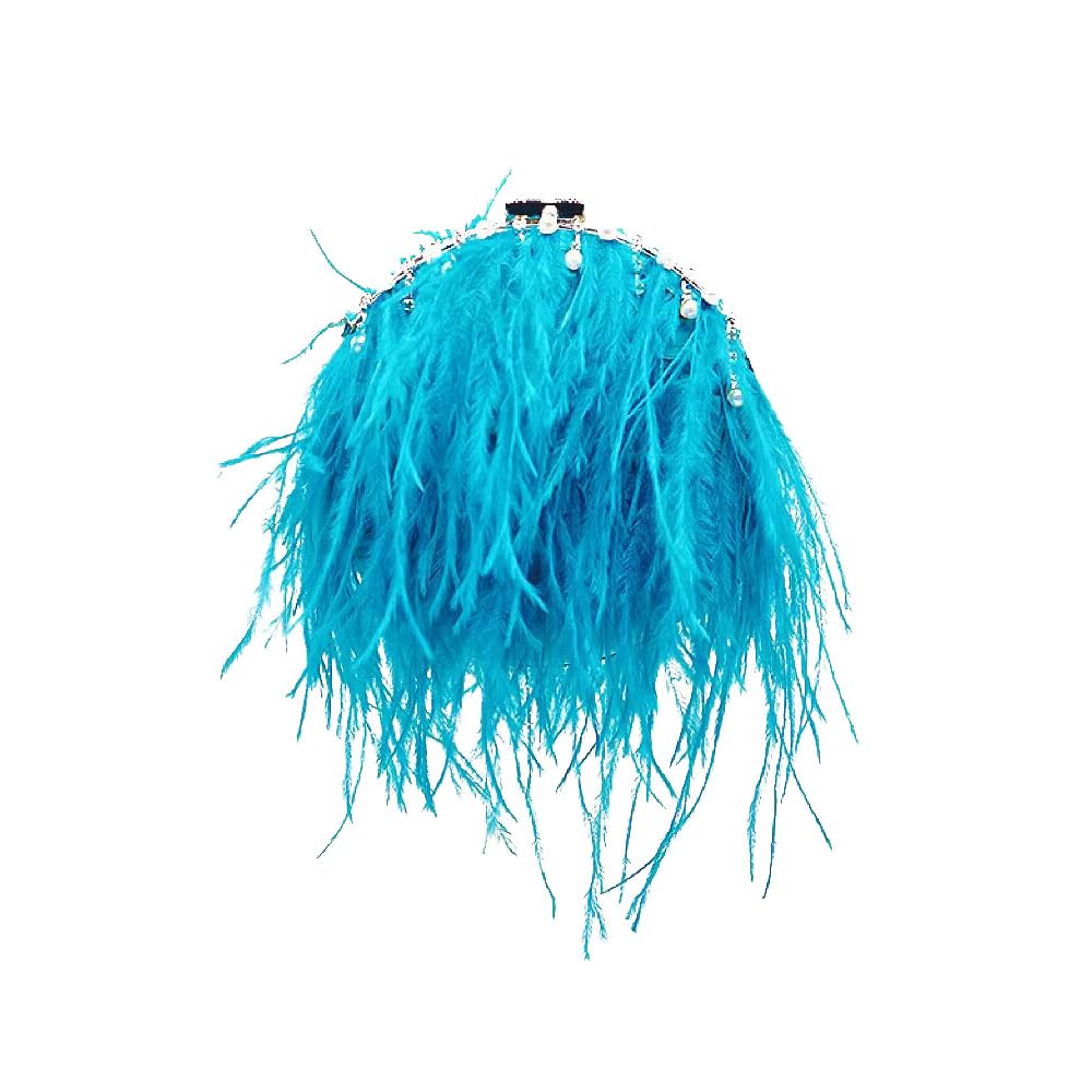 Pochette de soirée plumes d'autruche véritable et perles de nacre - 8