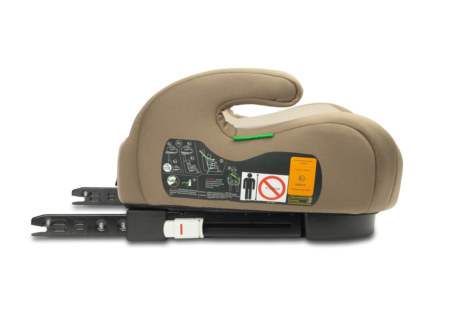 CARETERO - Auto Sitzerhöhung für Kinder - Autokindersitz PUMA - i-Size Homologation ISOFIX - für Kinder von 125-150 cm Größe - Richtige Körperhaltung Reisekomfort - Beige