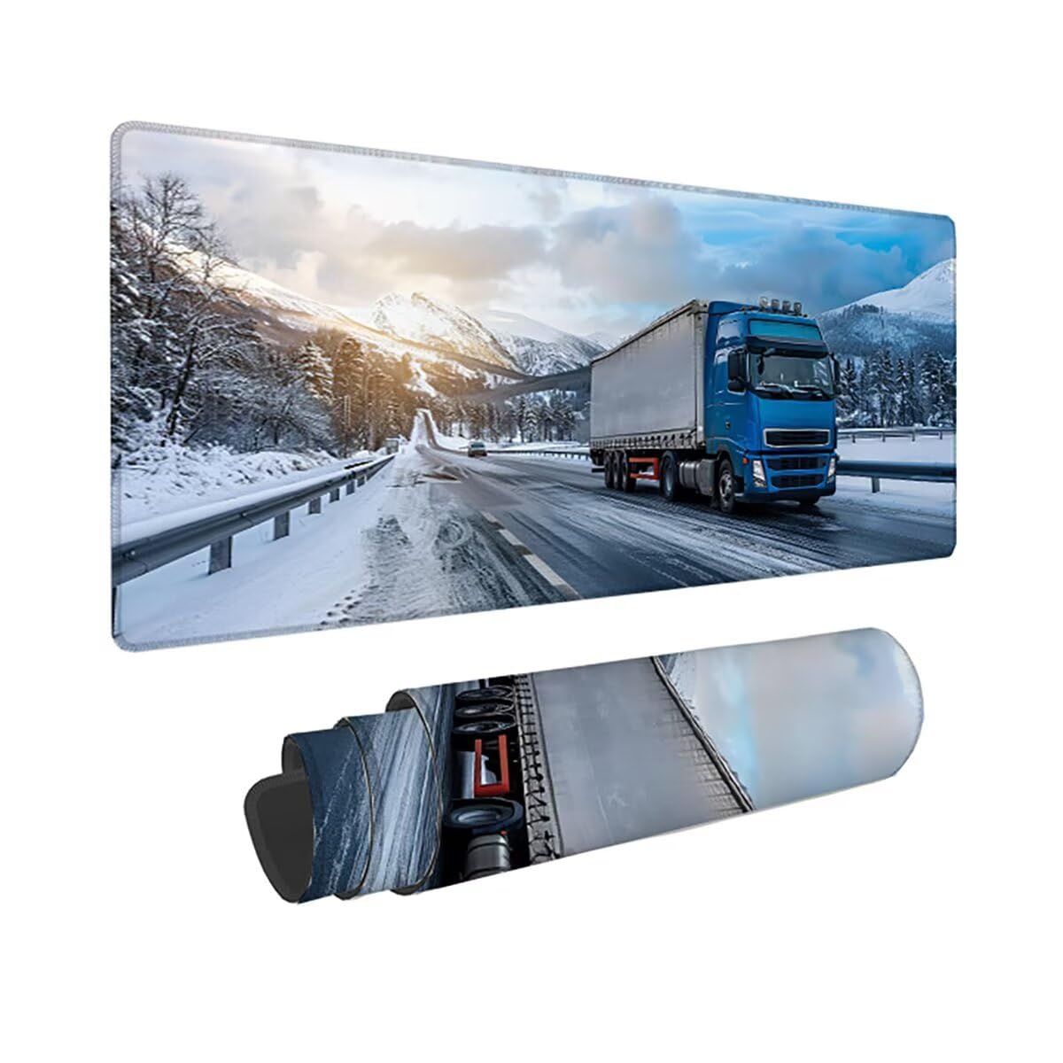 Gamingowa podkładka pod mysz, krajobraz, motyw ciężarówki, podkładka pod mysz XXL 1500 x 800 x 3 mm, odporna na warunki atmosferyczne, antypoślizgowa, poprawia precyzję i prędkość, akcesoria gamingowe