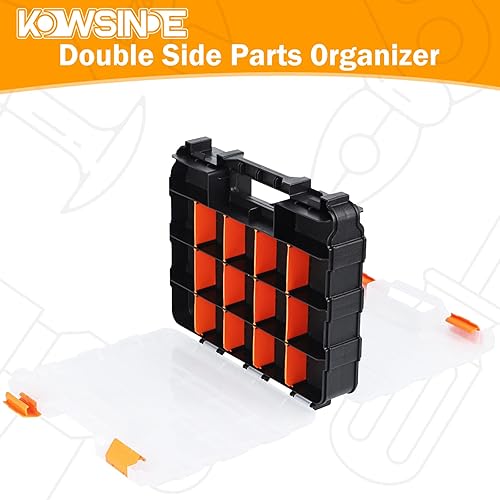 Miniatura 4 de Organizador de herramientas de doble cara, caja de almacenamiento de herramientas, organizador de piezas pequeñas de 34 compartimentos con divisores