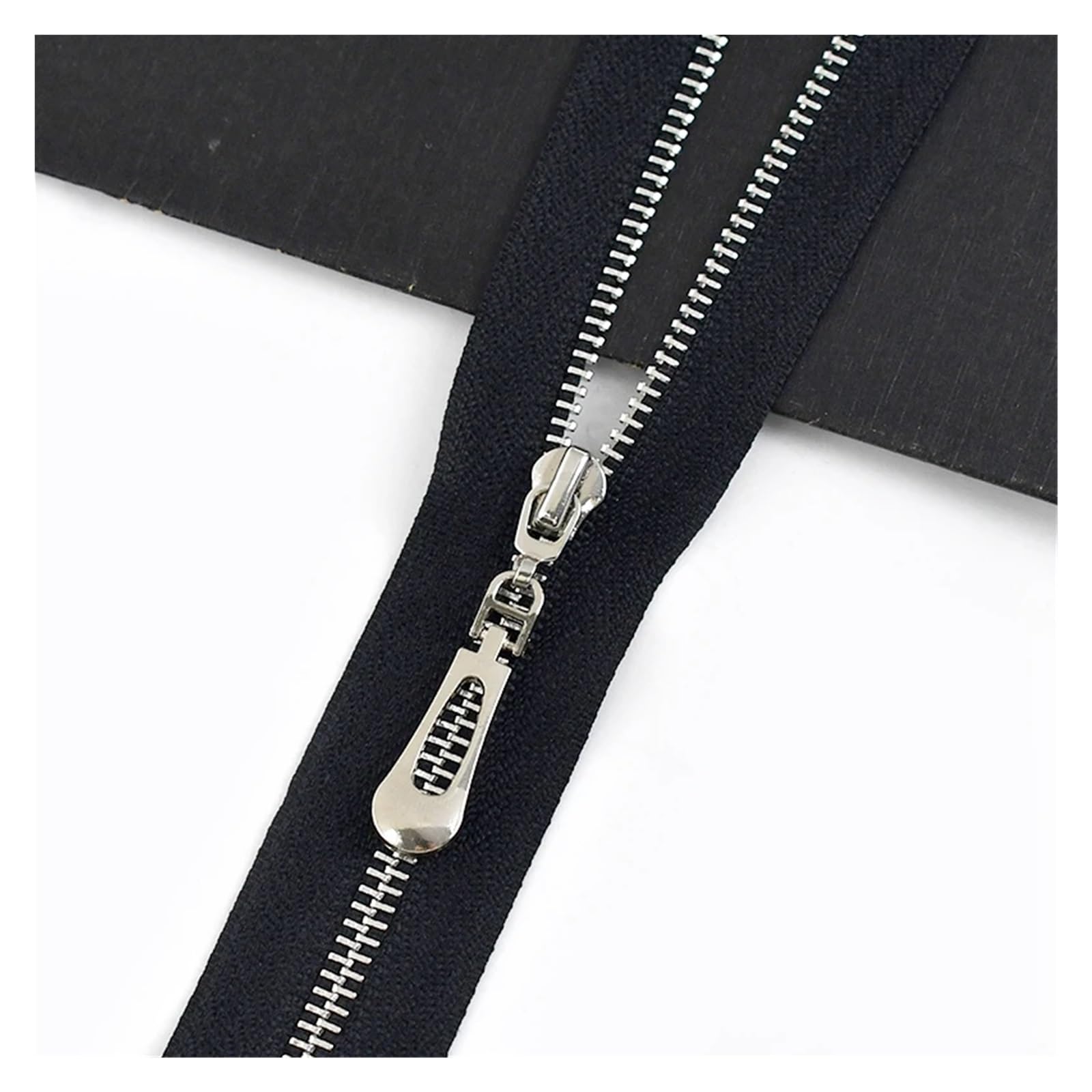 Two Way Separating Zipper, Two Way Auto Lock Zipper Multicolor 15-70cm for Sewing Bags Jackets Down Clothing(B89-black,Close-No3-15cm)