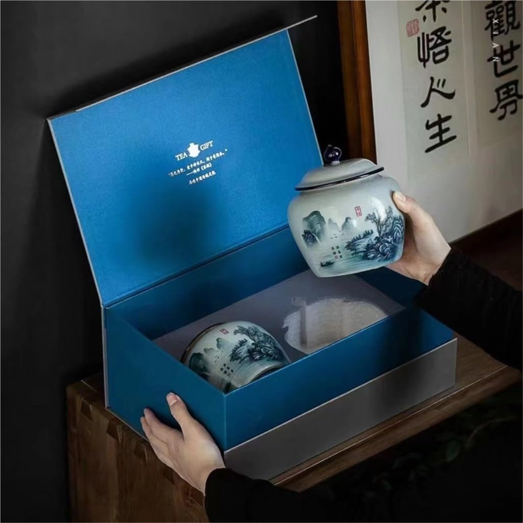 XYNSNDB Teekanister, Aufbewahrungsdosen für losen Tee, grüner Tee, schwarzer Tee, Aufbewahrungsbehälter, Dosen, Leere Dosen, chinesisches Tee-Set, Doppeldosen, Geschenkbox-Set, Teedose