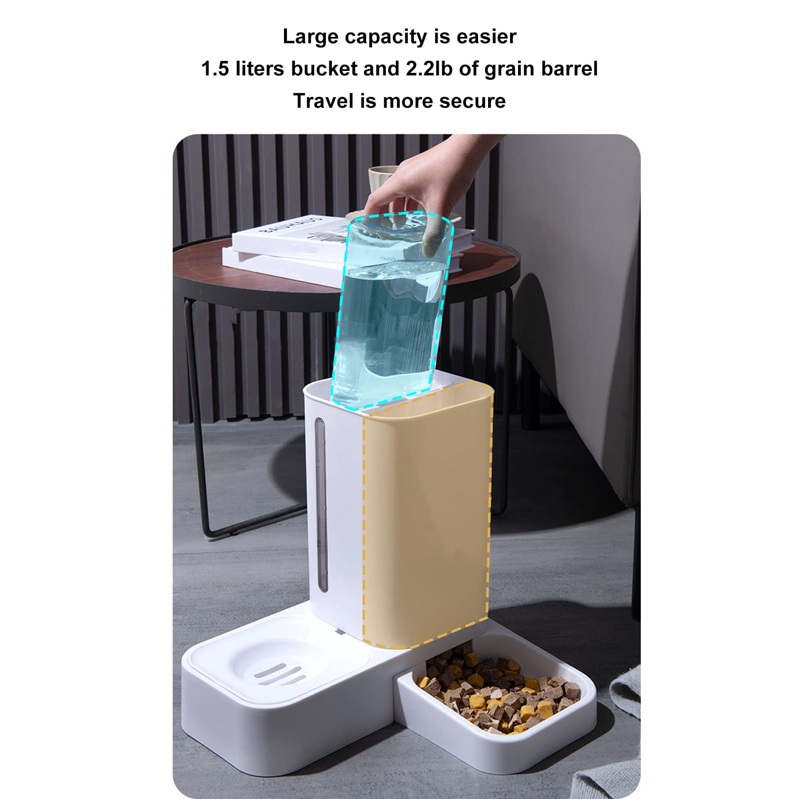 Automatischer Futterspender für Haustiere, großes Fassungsvermögen, Schwerkraft-Wasser- und Futterspender für Katzen und Hunde