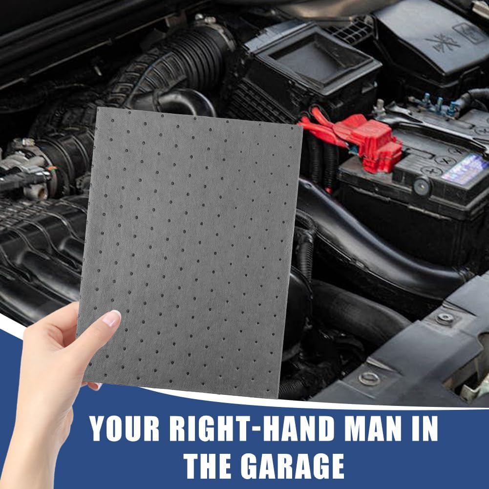 Oil Absorbent Pads, 9.84" x 12.99" Oil Spill Mat Automotive Water Absorbent Mat, Universal Oil Absorbing Sheets Liquid Pads for Protecting Home Garage Basement (Size:50 Pcs)