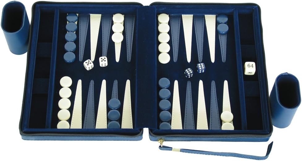Portfolio Gammon - Magnetic Travel Backgammon Set - Blue, Small
