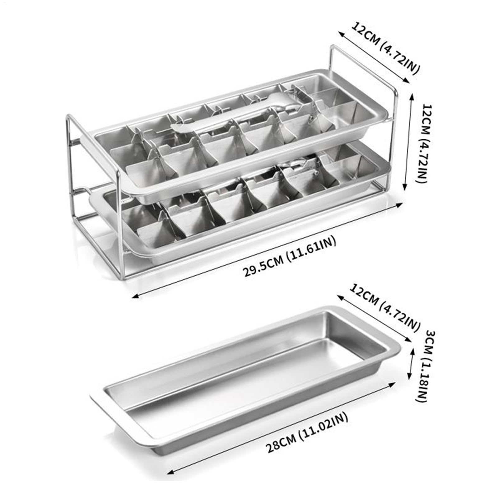 Moule à Glaçons en Acier Inoxydable Plateau Congélation 2 Niveaux en Acier