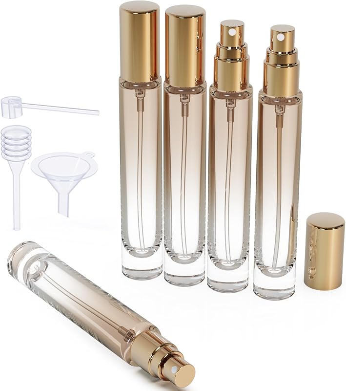 Frascos borrifadores de perfume Jagolain em vidro, 10 mL, cor marrom, pacote com 5