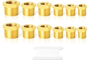 Complete Brass NPT Adapter Kit with 12 Hex Bushings Supports Various NPT Sizes