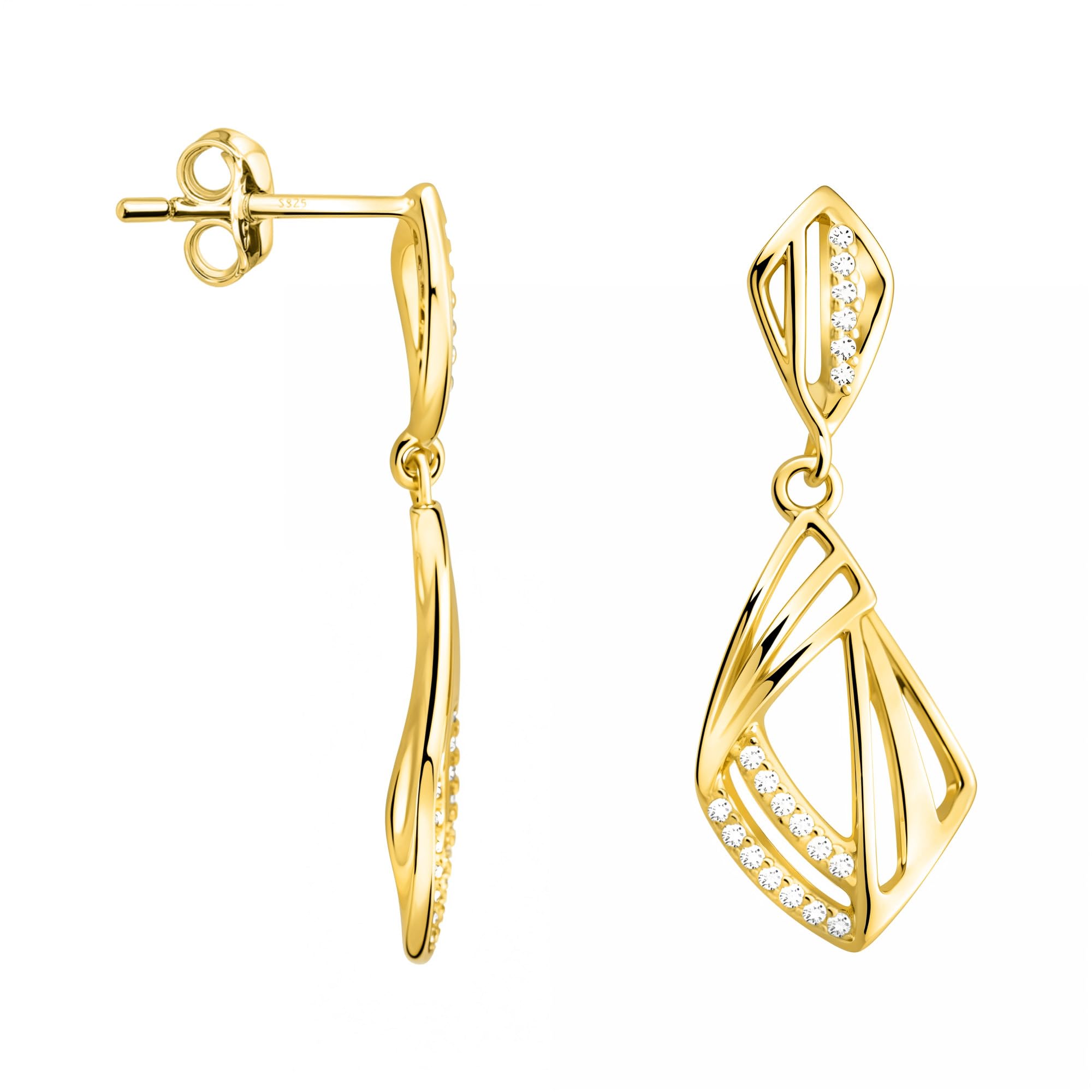 SOFIA MILANI - Damen Ohrringe 925 Silber - mit Zirkonia Steinen - Geometrie Ohrhänger
