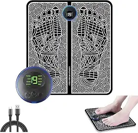 Tapete Massageador De Pés Elétrico e Recarregável Estimulador Muscular Circulação Para os Pés Com Display de Led EMS Premium FastJoy
