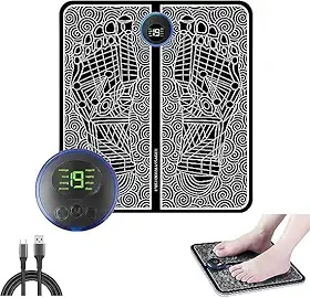Tapete Massageador De Pés Elétrico e Recarregável Estimulador Muscular Circulação Para os Pés Com Display de Led EMS Premium FastJoy
