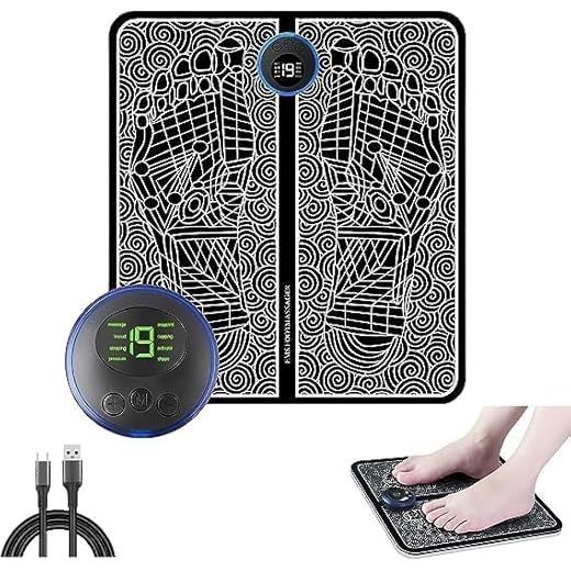 Tapete Massageador De Pés Elétrico e Recarregável Estimulador Muscular Circulação Para os Pés Com Display de Led EMS Premium FastJoy