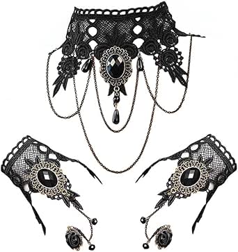 Daimay Girocollo In Pizzo Nero, Stile Punk Gotico, Con Strass, Vintage Lolita, Per Donna, Regalo Halloween