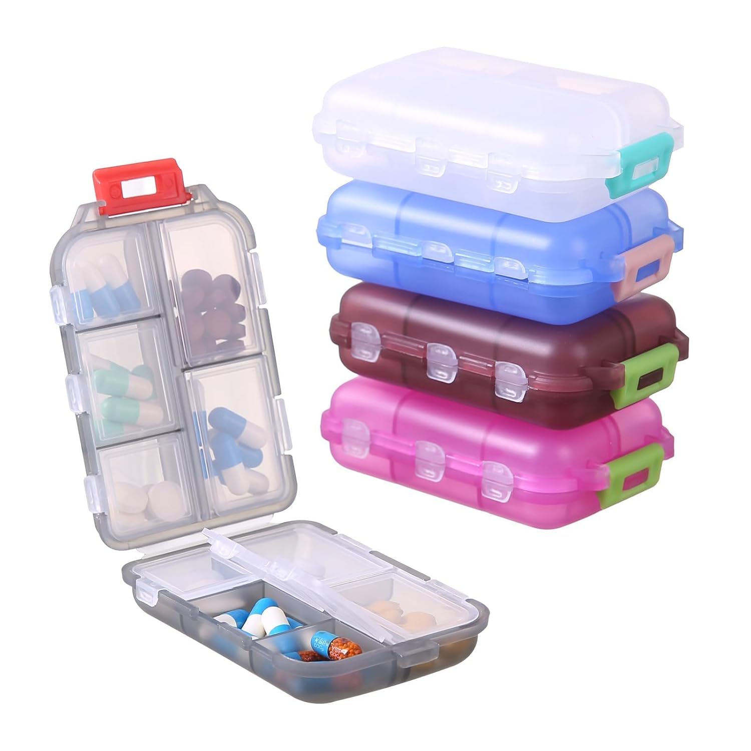 CARTZILLA Pill Medicine Organizer Storage Box with 7 Compartments - Made of Food Grade Cereal Fiber, Moisture Proof, BPA free Wheat Straw Material, Pocket, Purse, Daily Pill Case, Ideal for Travel, Portable Medicine Vitamin Holder Container MULTICOLOUR 1