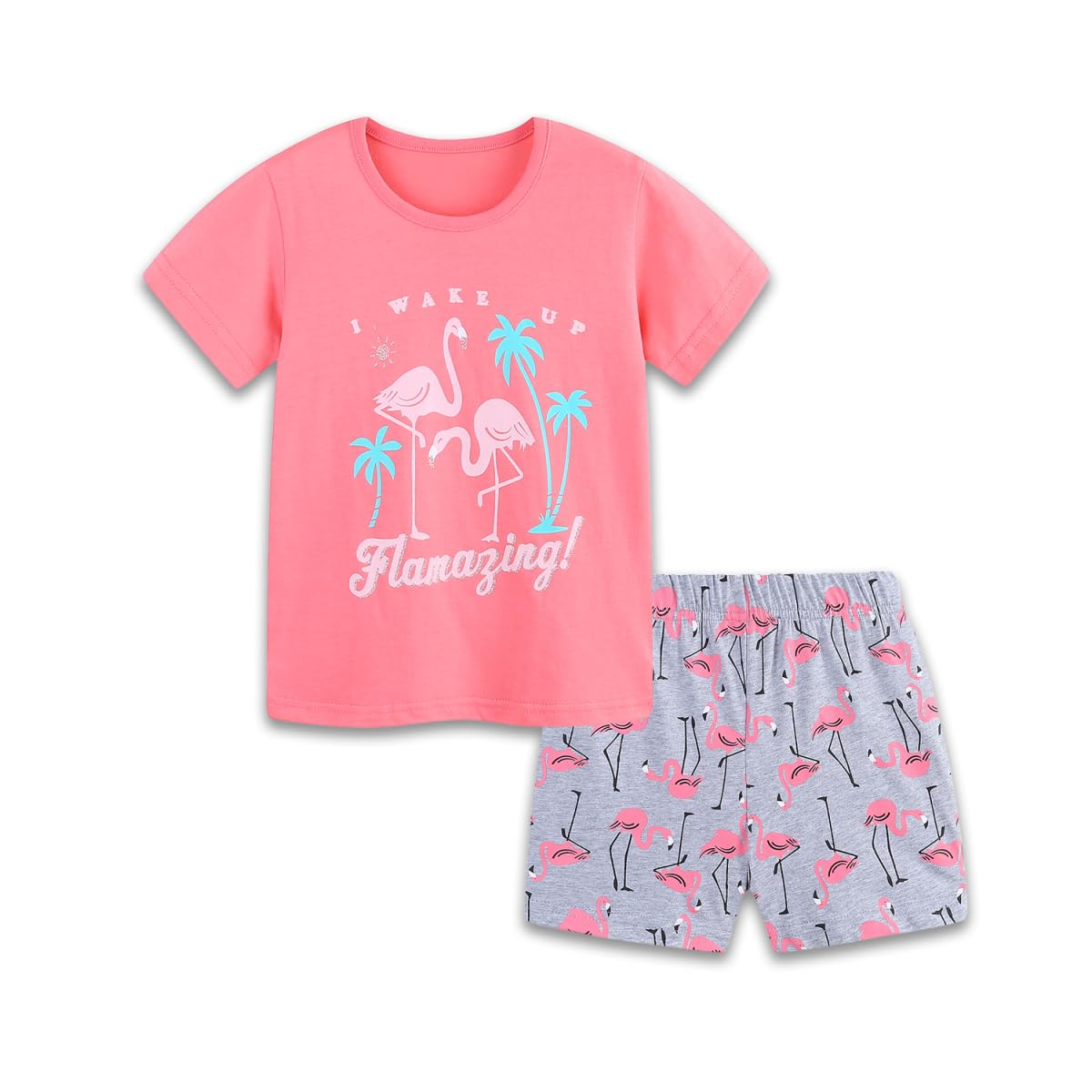 Girls Shorts Set Outfits for Toddler Girls T-shirts Clothing Sets Kids Summer Graphic Cotton Tops Tees 3-7 Years