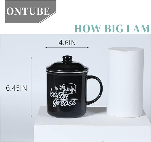 Miniatura 5 de ONTUBE Recipiente de grasa de tocino de cerámica con colador, almacenamiento de aceite de cocina puede engrasar Keeper para cocina