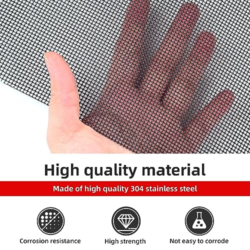 Image of AggAuto Universal 40 inchx13 inch Car Grill Mesh - 100x33cm PVC Coated Stainless Steel Automotive Grille Insert Screen Bumper Vent, One of the Most Multifunctional Shape Grids Black
