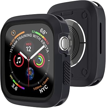 D & K Exclusives Compatible with Apple Watch 44mm Case, Shockproof Sport Protective Bumper Case for iWatch Women Men Kids GPS iWatch Series 6/5/4/SE, Blue, Black