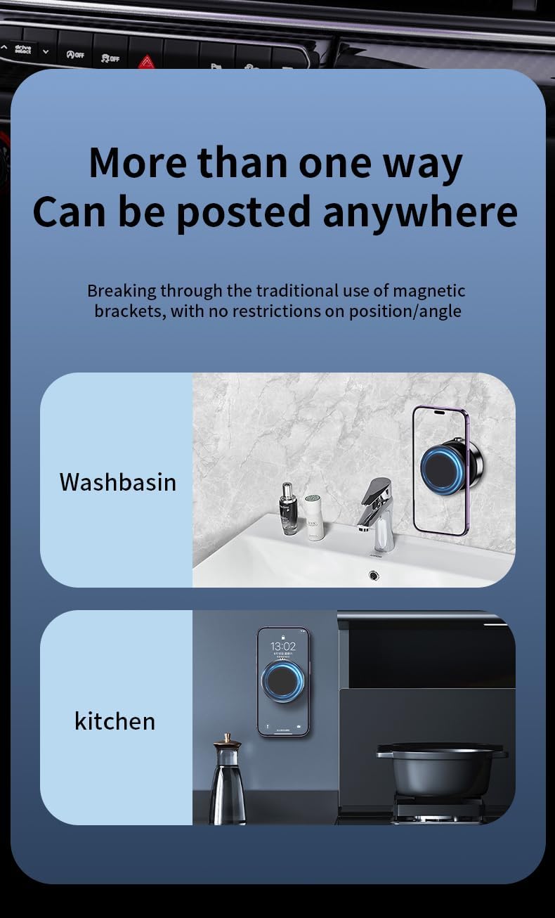 Electric Vacuum Magnetic Car Phone Mount - 360 Rotating Magnetic Holder, Auto Suction, Silver