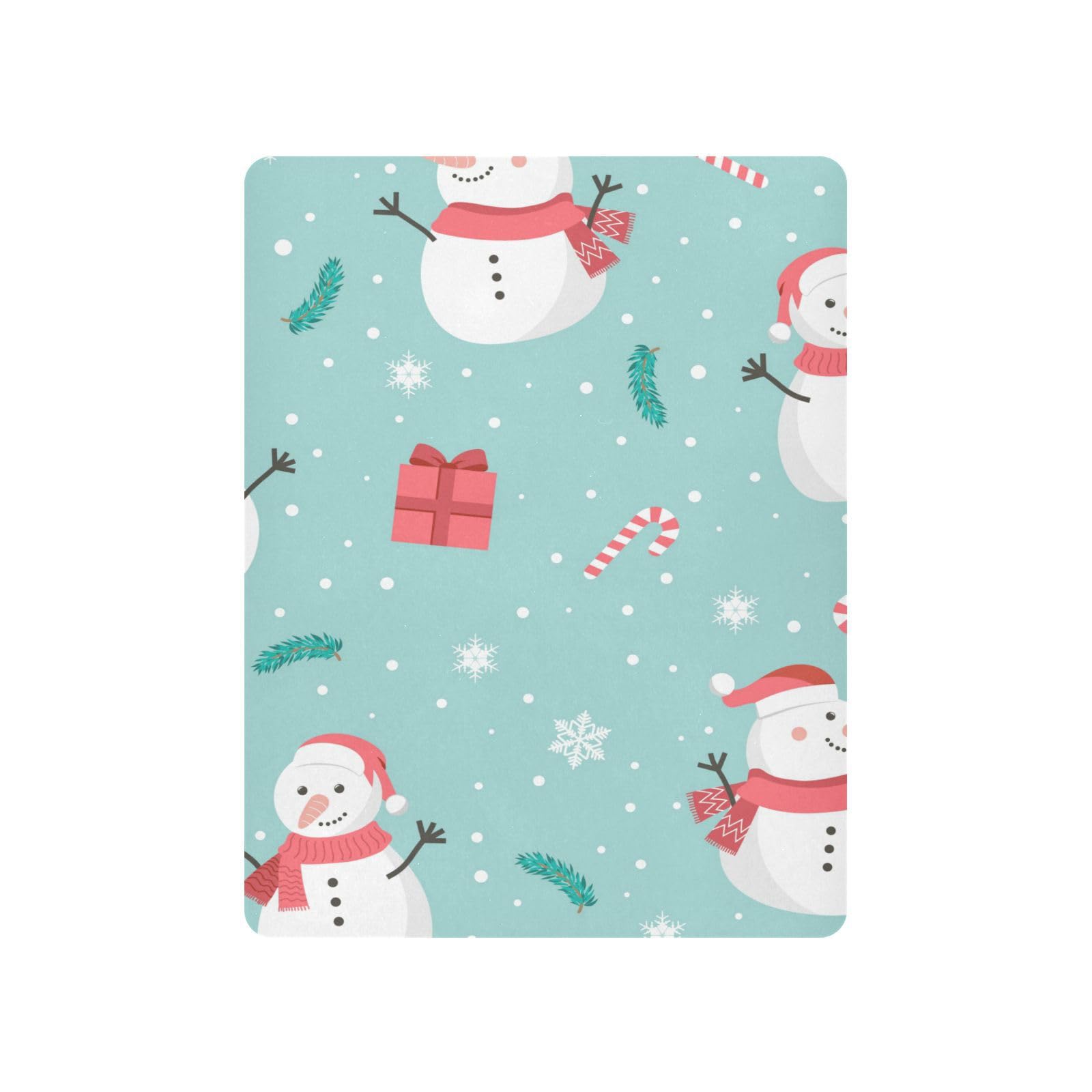 Moudou Christmas Snowman Playard Sheet for Boy Girls, Soft Breathable Fitted Toddler Sheet for Standard Playard Bed Mattress, 39 x 27 x 5 Inch