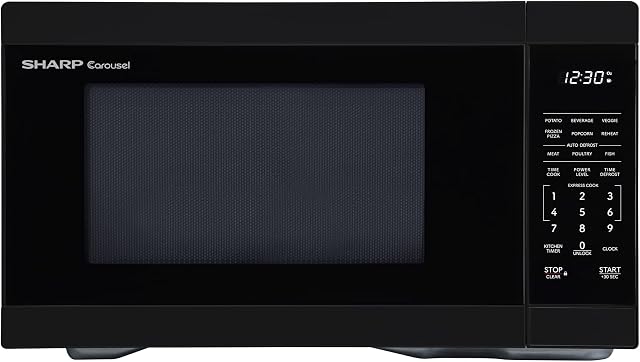 SHARP Countertop Microwave Oven with Removable 12.4" Carousel Turntable, 1000 Watt, 1.1 Cubic Feet, Black