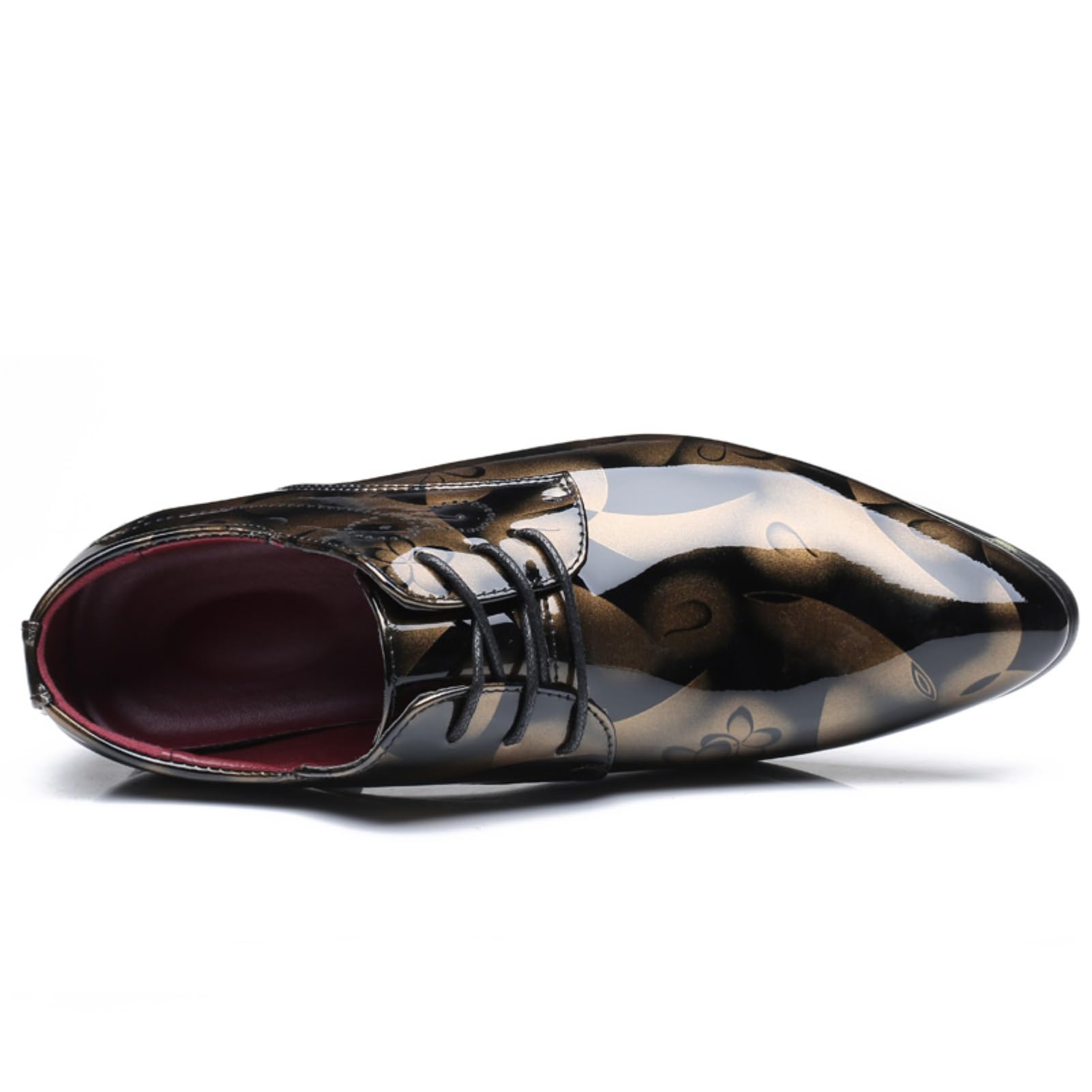 Hitmars Buty Oxford dla mężczyzn Derby buty męskie formalna sukienka biznesowa sznurowane buty skóra lakierowana oddychające klasyczne wsuwane półbuty złote 1, 9 UK (Gloi-GH1-GD44-bro), Złoty 1, 41.5