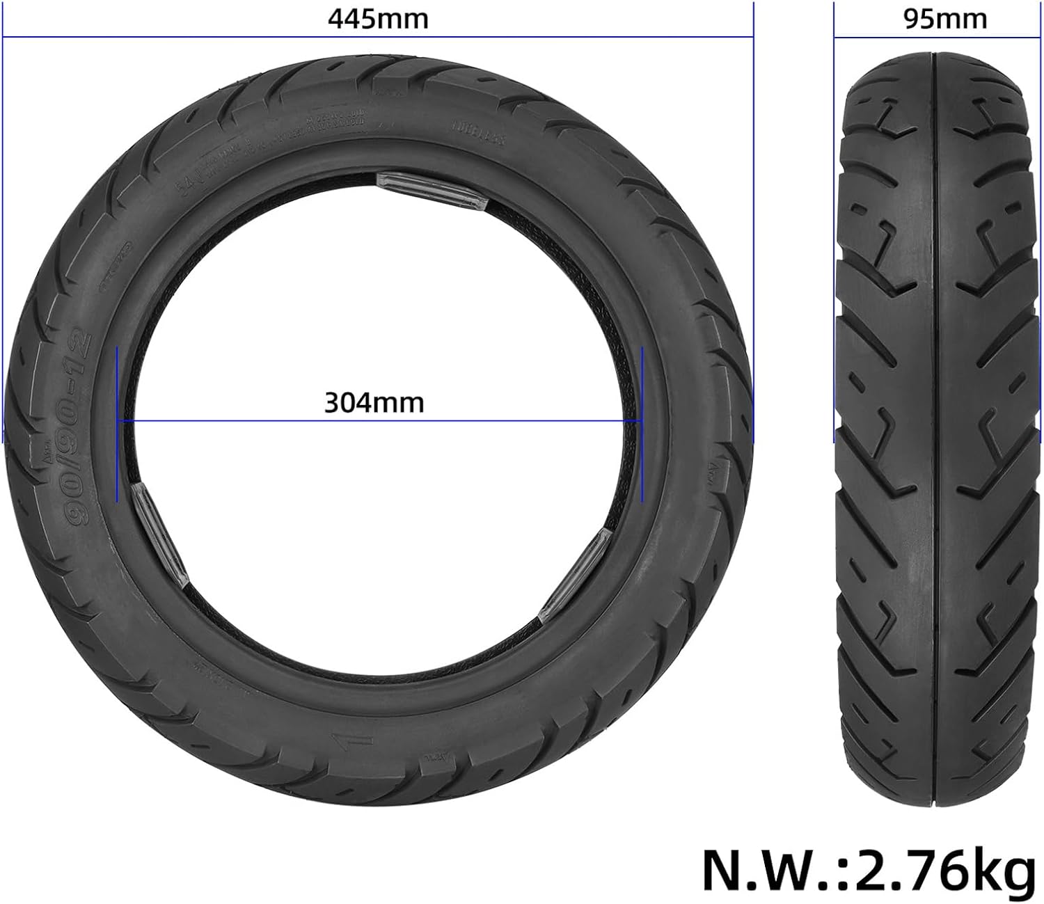 Electric Scooter Tires, 90/90-12 Thickened and Wear-Resistant Vacuum Tire, for Electric Scooter/Motorcycle Tire Replacement Accessories