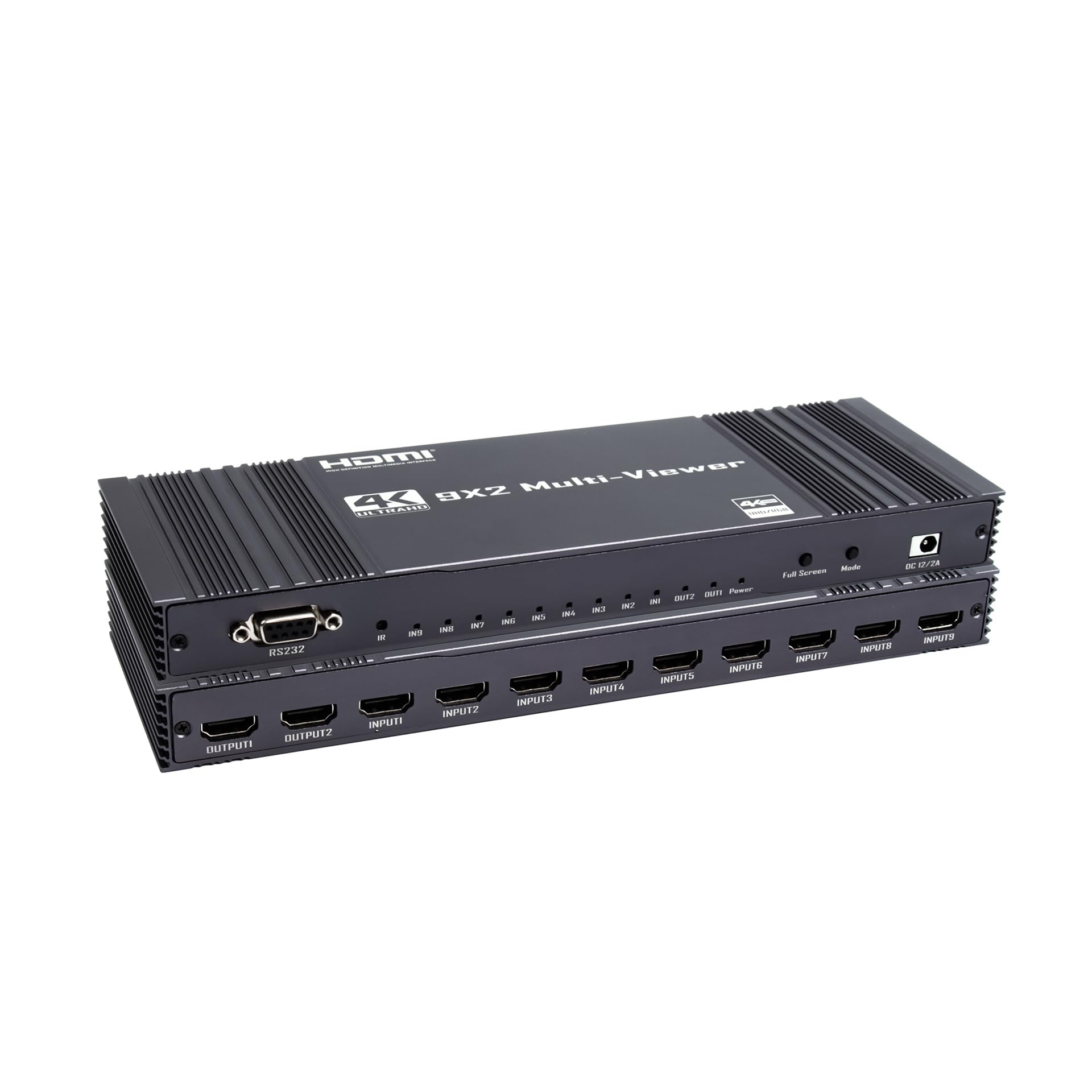 Interruttore multiviewer HDMI 9x2, multiviewer compatibile senza interruzioni, multiviewer in tempo reale 4K30Hz HDMI a 9 schermi, splitter schermo, adattatore di commutazione 9 ingressi 2 uscite