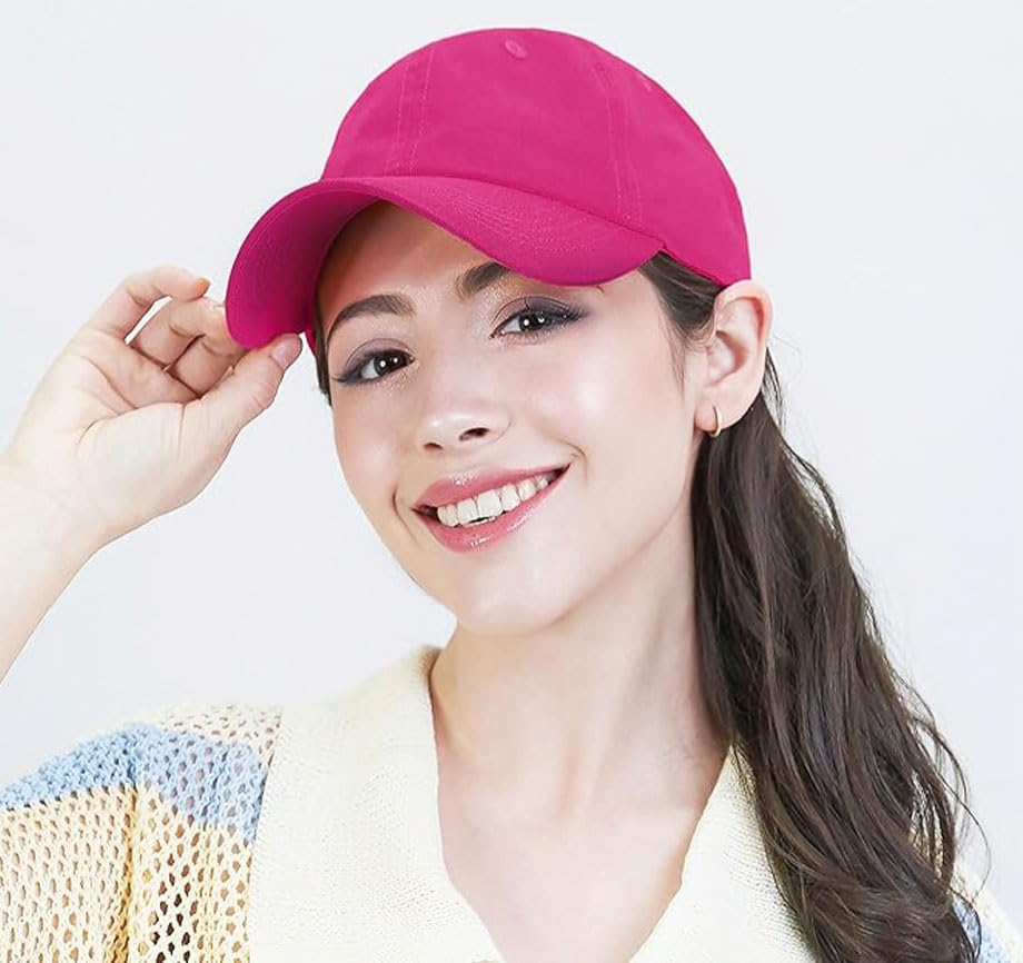 Image of Cotton Baseball Cap Dad Hat - Washed Low Profile Adjustable Hat for Men Women Casual Outdoor Running Golf
