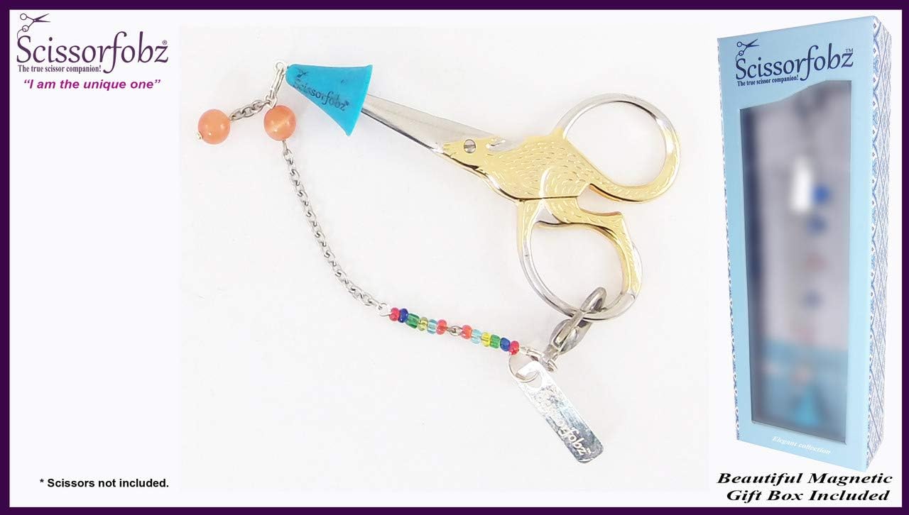 Scissors Fobs by SCISSORFOBZ-Elegant Collection - Key Ring Key chain Bracelet Wristlet Purse Backpack Bag Charm- Quilters Sewers Embroidery Gifts. Beautiful Gift Box Included. E15000376