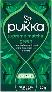 Pukka Supreme Matcha Green Organic Tea - 20 Count (Pack of 1), Whole Leaf Green Tea & Finest Matcha, Caffeinated, Plant Based Biodegradable Tea Bags, Enjoy Hot or Iced