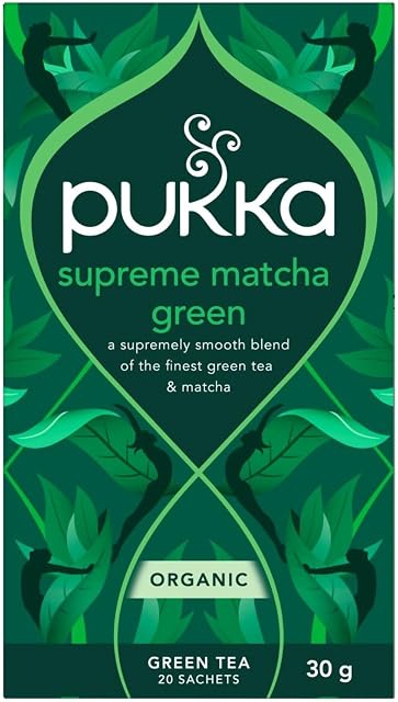 Pukka Supreme Matcha Green Organic Tea - 20 Count (Pack of 1), Whole Leaf Green Tea & Finest Matcha, Caffeinated, Plant Based Biodegradable Tea Bags, Enjoy Hot or Iced