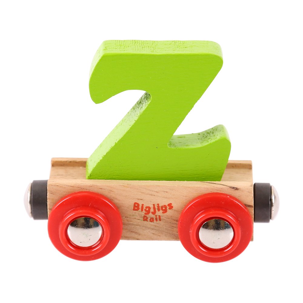Bigjigs Rail Wooden Rail Name Letter Z (Green) Personalised Wood Railway Carriage — image 1