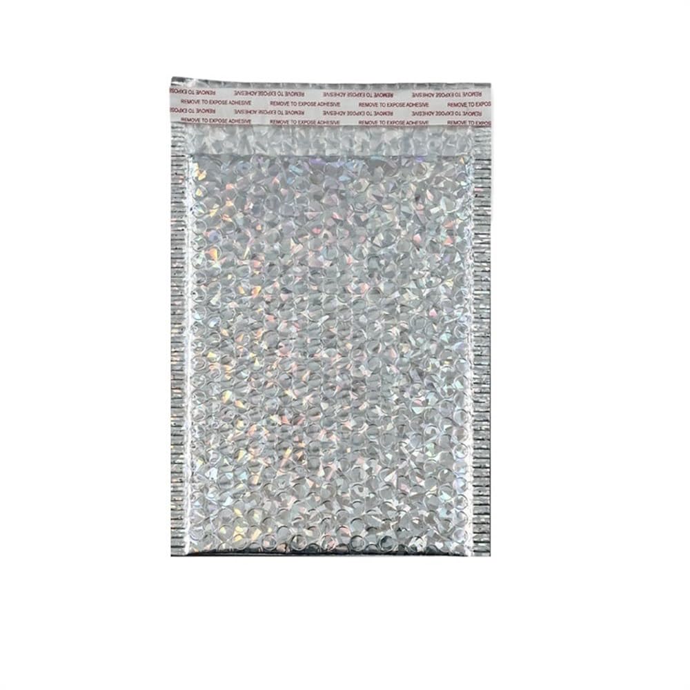 Buste Imbottite Per Spedizioni 50 Pz Busta postale olografica Argento Busta postale Borsa for corriere impermeabile Buste imbottite a bolle Borsa for imballaggio for la spedizione Buste Imbottite(Silv
