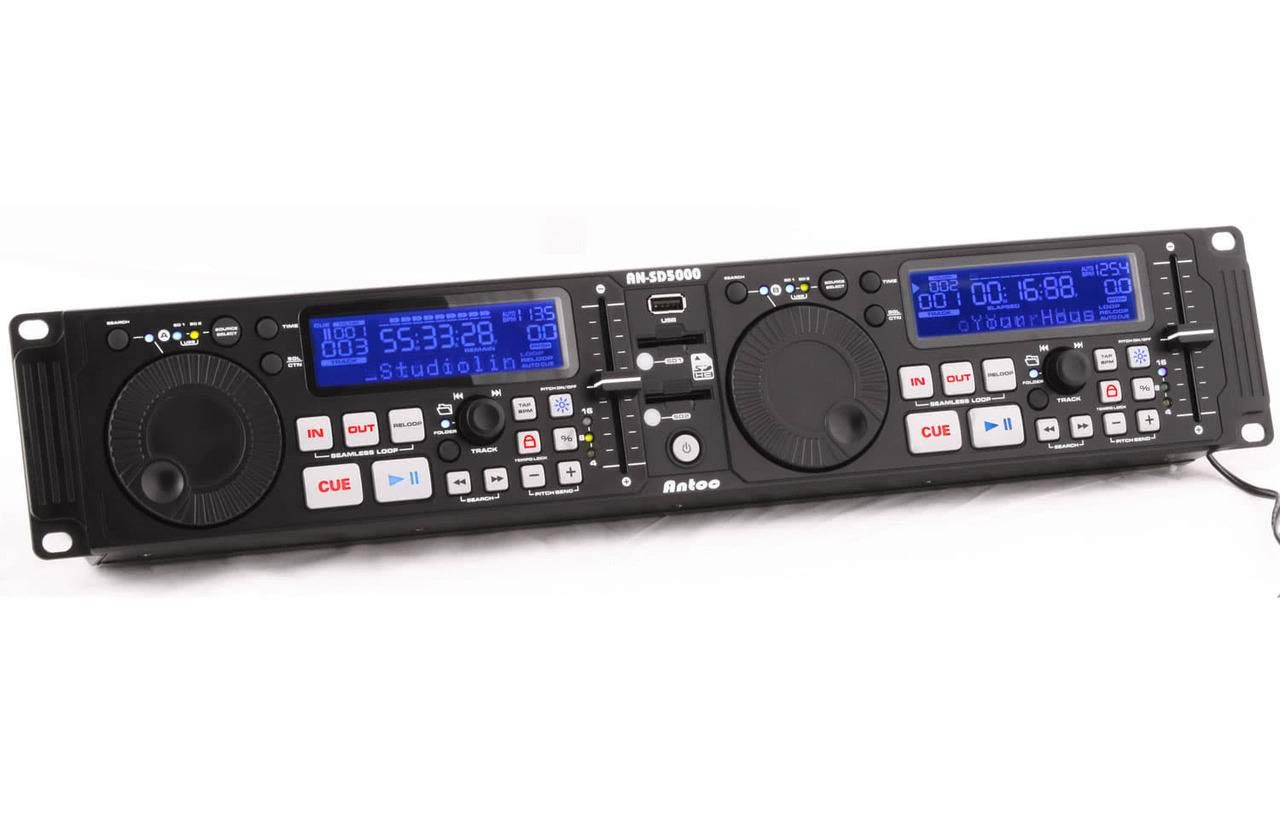 Antoc AN-SD5000 - Lettore multimediale doppio, USB 2 x scheda SD, bar, ristoranti, studi di danza, discoteche