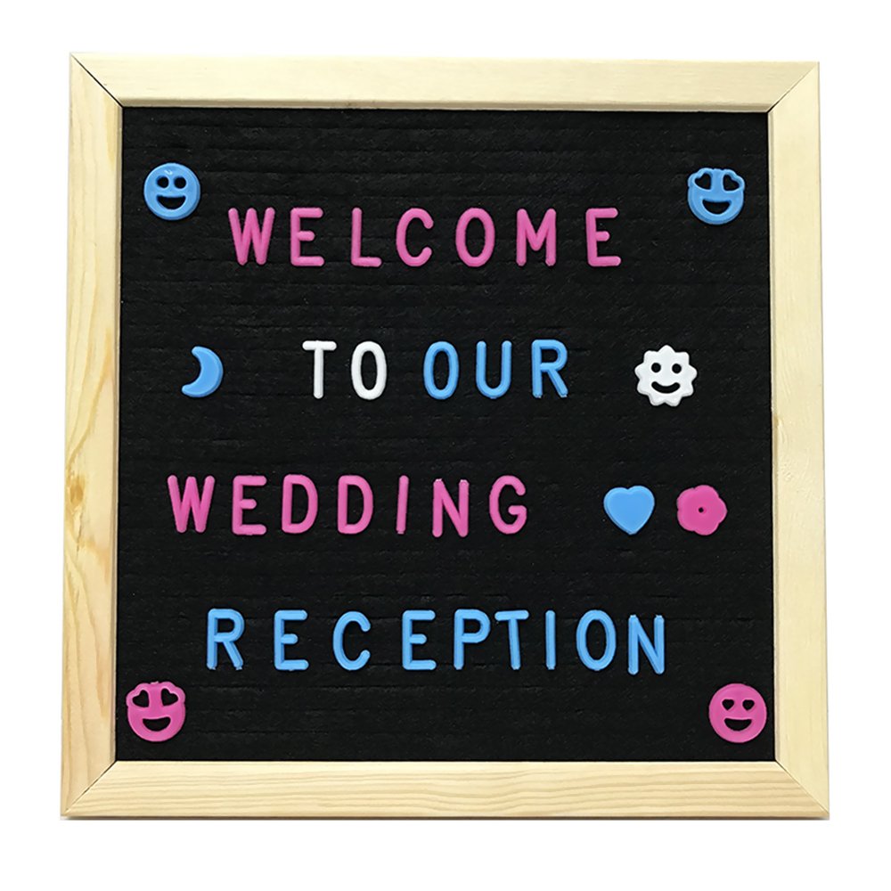 Felt Letter Board,Wooden Letter Board Set,Black Wood Letter Board Kit,Small Alphabet Decorative Hanging Wall Letter Board Sign with Oak Frame,1020 Changeable Plastic Letters