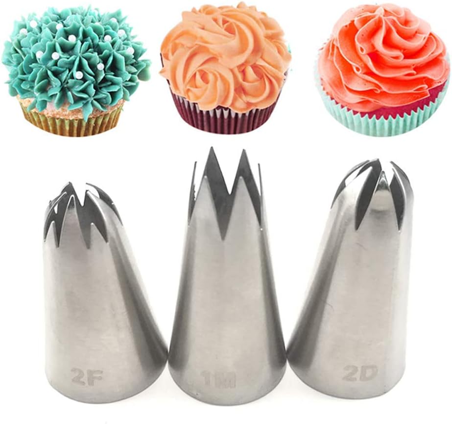 3pcs Rose Flower Piping Nozzles Stainless Steel Pastry Tips Nozzle Kitchen Bakery Cake Decoration Tool