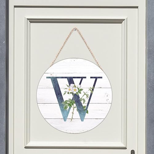 Vista 138 de Welcome Sign for Wall Initial Letter C Blue Round Wood Signs Monogram White Floral Wood Plaque Fresh Flowers 12in Mid Century Home Wall Decor for