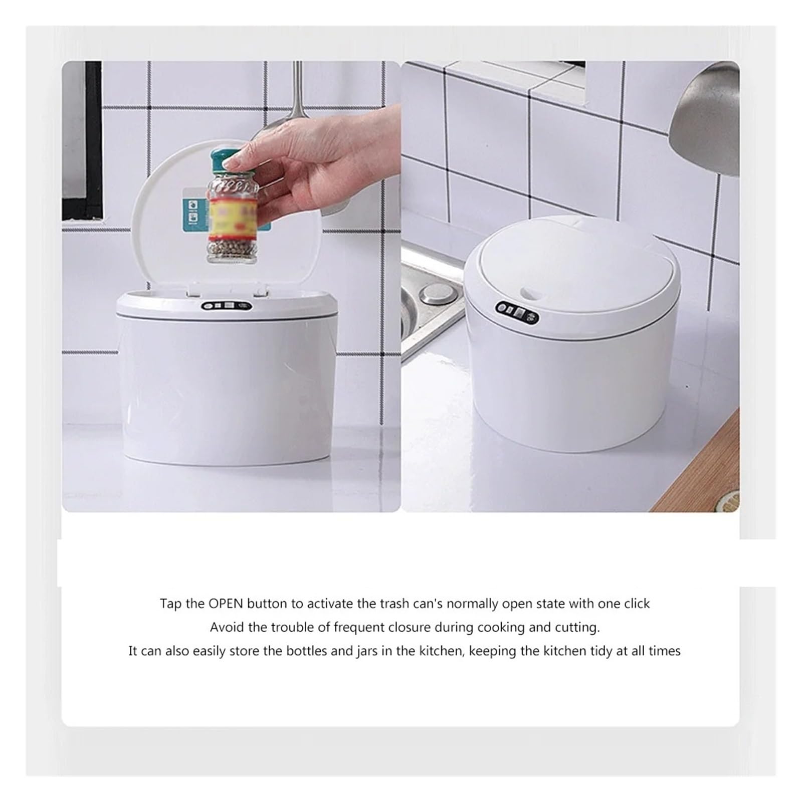 Poubelle De Voiture Poubelle À Capteur Intelligent 3L De Bureau Corbeille Papier Induction Poubelles Automobile(White Rechargeable)