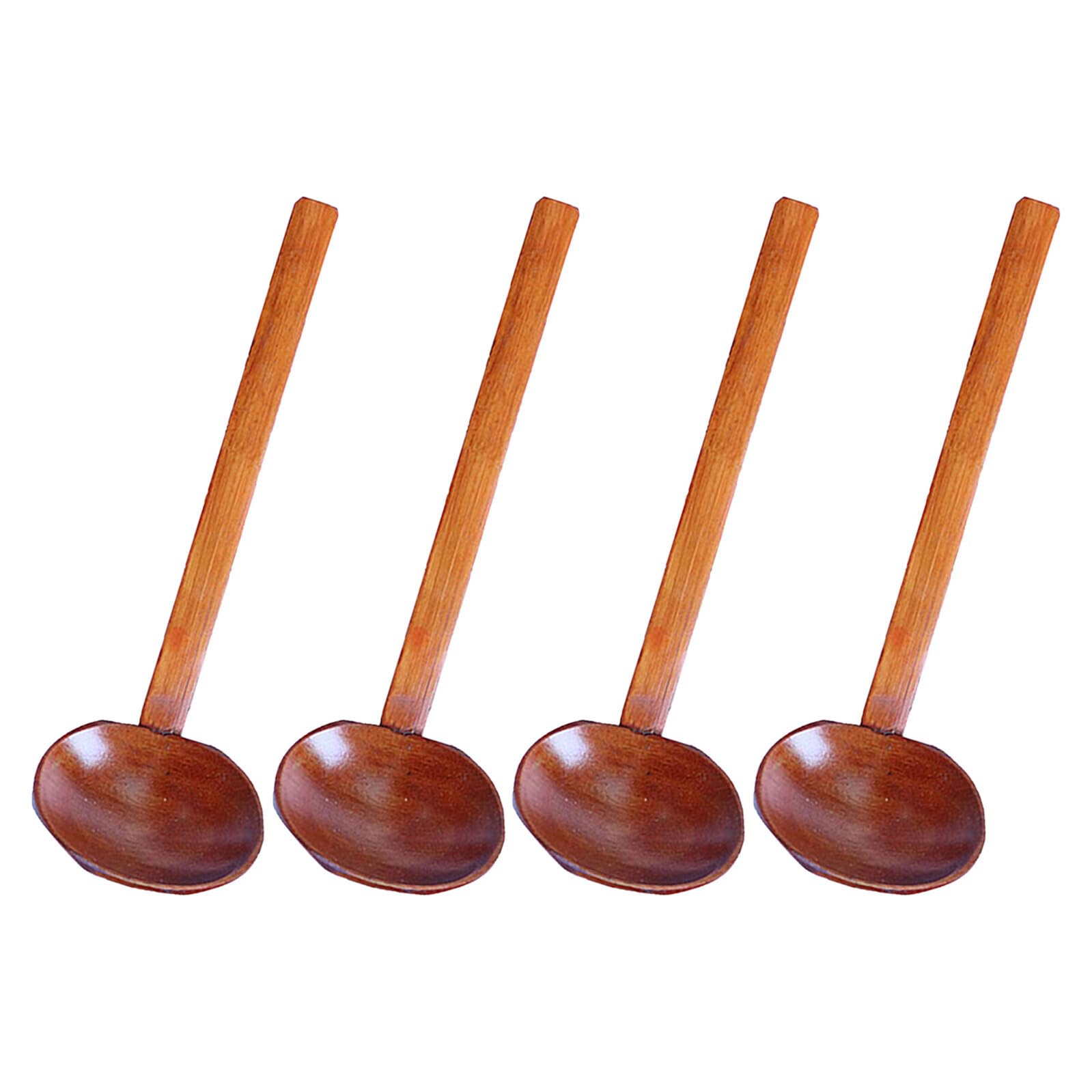 BESPORTBLE 4pièces Lot de Cuillères à Ramen Bois avec Long Manche Louches de Cuisine Bois pour Servir et Mélanger la Soupe